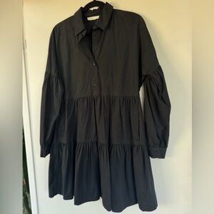 OAK + FORT Black Long Sleeve Tiered Dress